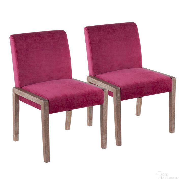 The appearance of Carmen Chair Set of 2 In Pink designed by Lumisource in the modern / contemporary interior design. This pink piece of furniture  was selected by 1StopBedrooms from Carmen Collection to add a touch of cosiness and style into your home. Sku: DC-CARMEN WWCVHP2. Material: Wood. Product Type: Chair. Image1
