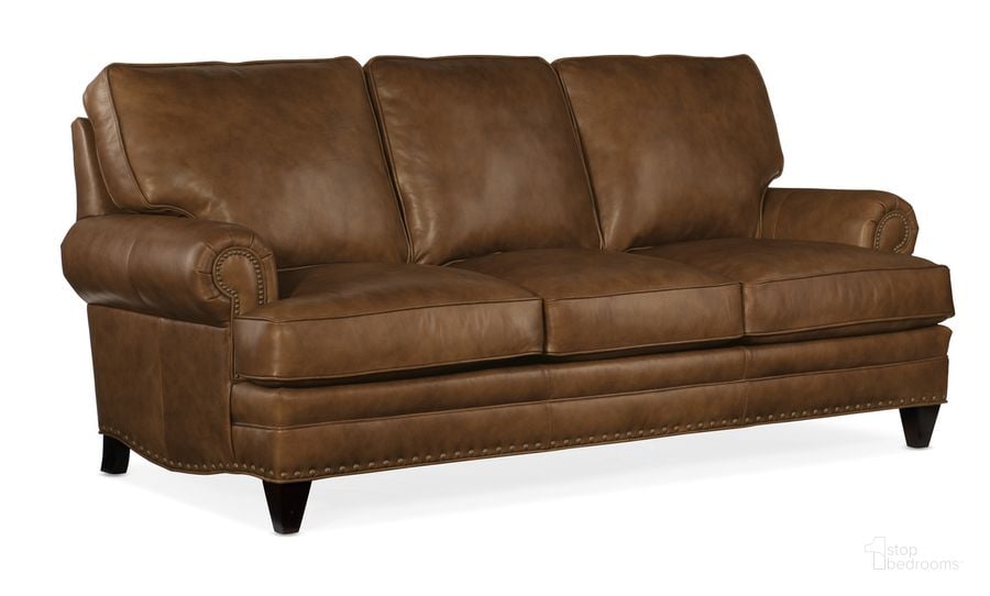The appearance of Carrado Stationary Sofa 8-Way Tie In Brown designed by Hooker in the traditional interior design. This brown piece of furniture  was selected by 1StopBedrooms from Carrado Collection to add a touch of cosiness and style into your home. Sku: BYX-780-95980015-85PLBNTap. Material: Leather. Product Type: Sofa. Image1