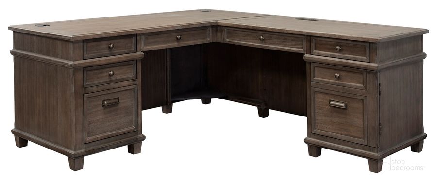 The appearance of Carson Wood Return L-Desk In Weathered Gray designed by Martin Furniture in the country / farmhouse interior design. This weathered gray piece of furniture  was selected by 1StopBedrooms from Carson Collection to add a touch of cosiness and style into your home. Sku: IMCA684R-KIT. Material: Wood. Product Type: Office Desk. Image1