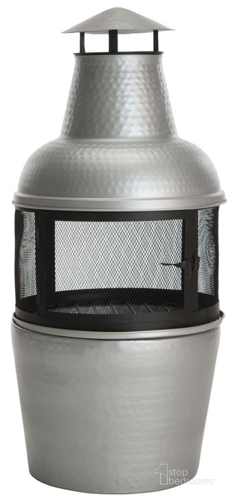 The appearance of Cartagena Silver and Black Chiminea designed by Safavieh in the modern / contemporary interior design. This silver and black piece of furniture  was selected by 1StopBedrooms from Safavieh PIT Collection to add a touch of cosiness and style into your home. Sku: PIT1001A. Material: Steel. Product Type: Fireplace. Image1