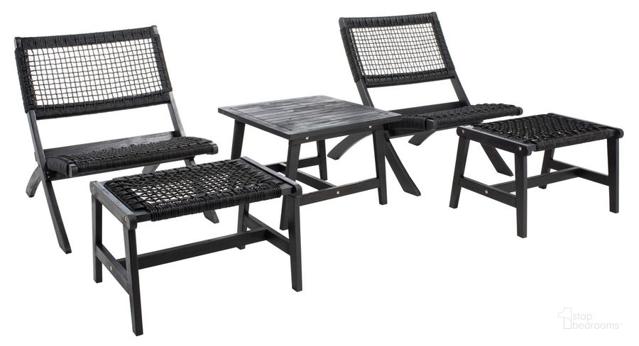 The appearance of Casella Outdoor Set in Black designed by Safavieh in the coastal interior design. This black piece of furniture  was selected by 1StopBedrooms from Casella Collection to add a touch of cosiness and style into your home. Sku: PAT7077C. Material: Wood. Product Type: Outdoor Set. Image1