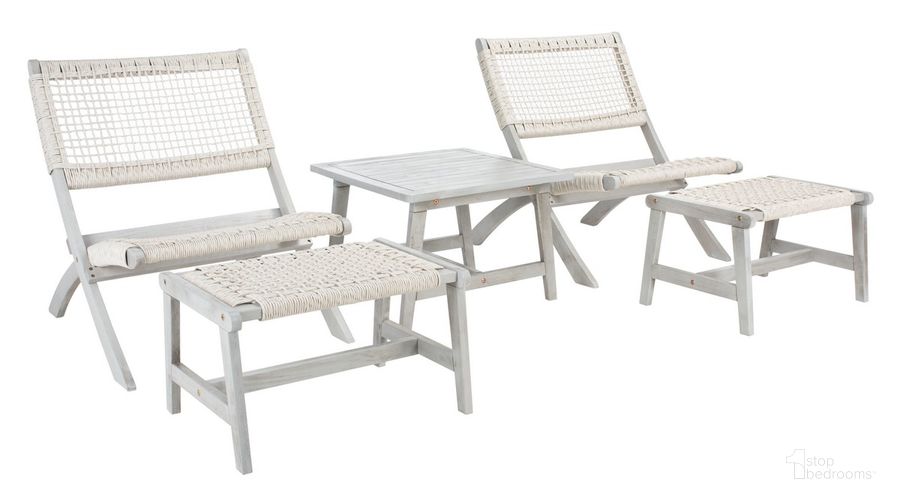 The appearance of Casella Outdoor Set in Grey and Grey designed by Safavieh in the coastal interior design. This grey and grey piece of furniture  was selected by 1StopBedrooms from Casella Collection to add a touch of cosiness and style into your home. Sku: PAT7077B. Material: Wood. Product Type: Outdoor Set. Image1