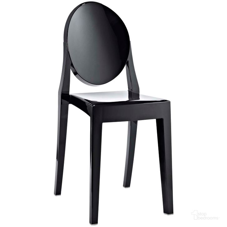 The appearance of Casper Black Dining Side Chair EEI-122-BLK designed by Modway in the modern / contemporary interior design. This black piece of furniture  was selected by 1StopBedrooms from Casper Collection to add a touch of cosiness and style into your home. Sku: EEI-122-BLK. Product Type: Side Chair. Material: PVC. Image1