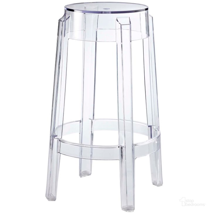 The appearance of Casper Clear Counter Stool designed by Modway in the modern / contemporary interior design. This clear piece of furniture  was selected by 1StopBedrooms from Casper Collection to add a touch of cosiness and style into your home. Sku: EEI-171-CLR. Product Type: Barstool. Material: PVC. Image1