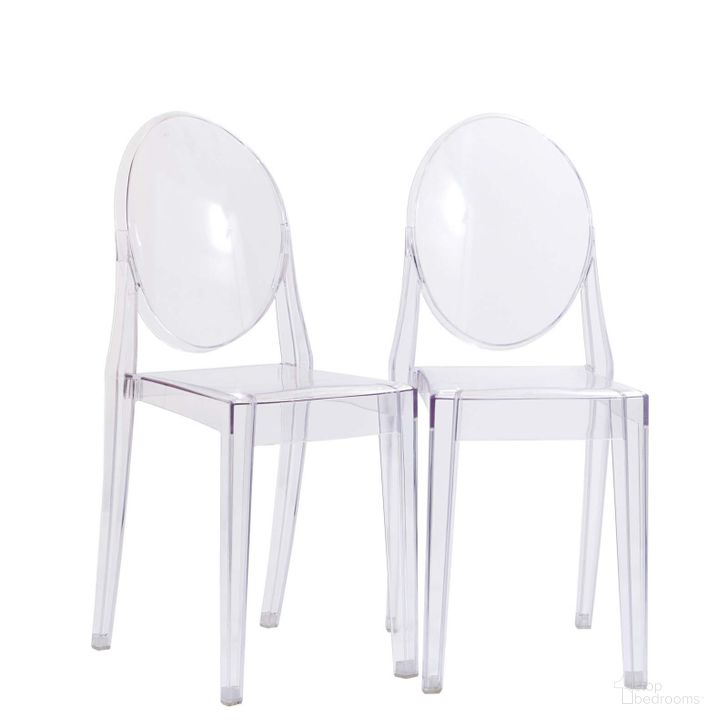 The appearance of Casper Clear Dining Chairs Set of 2 EEI-906-CLR designed by Modway in the modern / contemporary interior design. This clear piece of furniture  was selected by 1StopBedrooms from Casper Collection to add a touch of cosiness and style into your home. Sku: EEI-906-CLR. Material: Wood. Product Type: Dining Chair. Image1