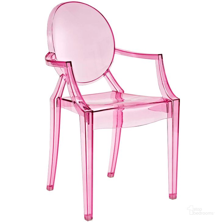 The appearance of Casper Pink Dining Arm Chair EEI-121-PNK designed by Modway in the modern / contemporary interior design. This pink piece of furniture  was selected by 1StopBedrooms from Casper Collection to add a touch of cosiness and style into your home. Sku: EEI-121-PNK. Product Type: Arm Chair. Material: PVC. Image1