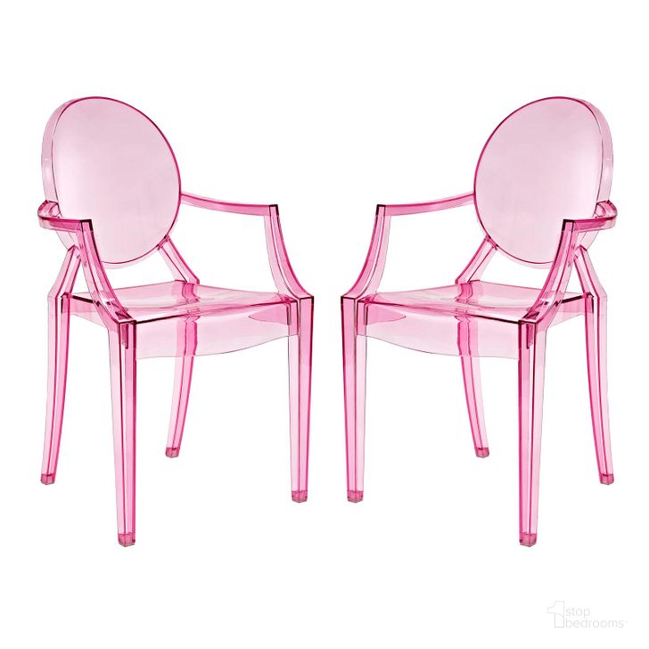 The appearance of Casper Pink Dining Arm Chairs Set of 2 EEI-905-PNK designed by Modway in the modern / contemporary interior design. This pink piece of furniture  was selected by 1StopBedrooms from Casper Collection to add a touch of cosiness and style into your home. Sku: EEI-905-PNK. Material: Wood. Product Type: Arm Chair. Image1