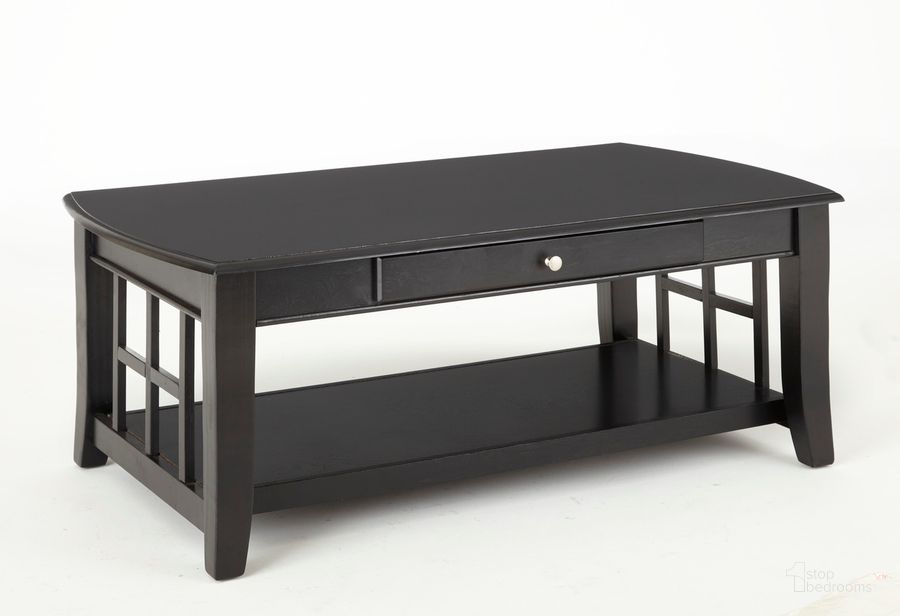 The appearance of Cassidy Ebony Cocktail Table designed by Steve Silver in the modern / contemporary interior design. This black piece of furniture  was selected by 1StopBedrooms from Cassidy Collection to add a touch of cosiness and style into your home. Sku: HA250C. Material: Wood. Product Type: Coffee and Cocktail Table. Image1