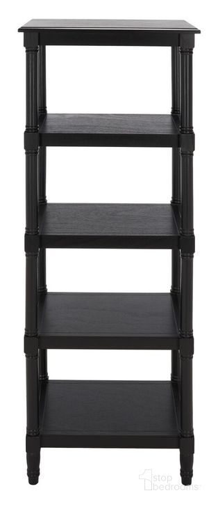 The appearance of Cassie 5 Shelf Bookcase in Black designed by Safavieh in the modern / contemporary interior design. This black piece of furniture  was selected by 1StopBedrooms from Cassie Collection to add a touch of cosiness and style into your home. Sku: ETG5701B. Material: Wood. Product Type: Bookcase. Image1