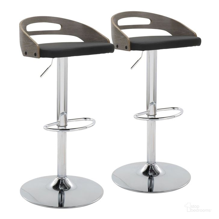 The appearance of Cassis Adjustable Barstool Set of 2 In Black designed by Lumisource in the transitional interior design. This black piece of furniture  was selected by 1StopBedrooms from Cassis Collection to add a touch of cosiness and style into your home. Sku: BS-CASSISPU-OV2 CHRLGYBK2. Material: Wood. Product Type: Barstool. Image1