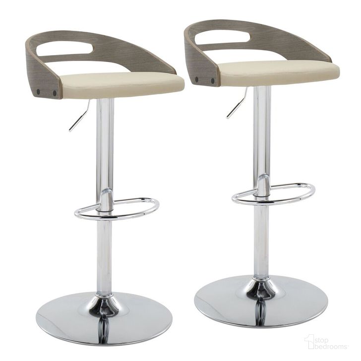 The appearance of Cassis Adjustable Barstool Set of 2 In Light Grey designed by Lumisource in the transitional interior design. This light grey piece of furniture  was selected by 1StopBedrooms from Cassis Collection to add a touch of cosiness and style into your home. Sku: BS-CASSISPU-OV2 CHRLGYCR2. Material: Wood. Product Type: Barstool. Image1