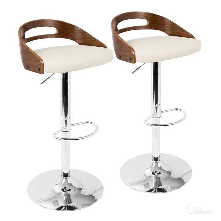 The appearance of Cassis Adjustable Barstool Set of 2 In Walnut designed by Lumisource in the transitional interior design. This walnut piece of furniture  was selected by 1StopBedrooms from Cassis Collection to add a touch of cosiness and style into your home. Sku: BS-CASS2-SWVOVL WLCR2. Material: Wood. Product Type: Barstool. Image1