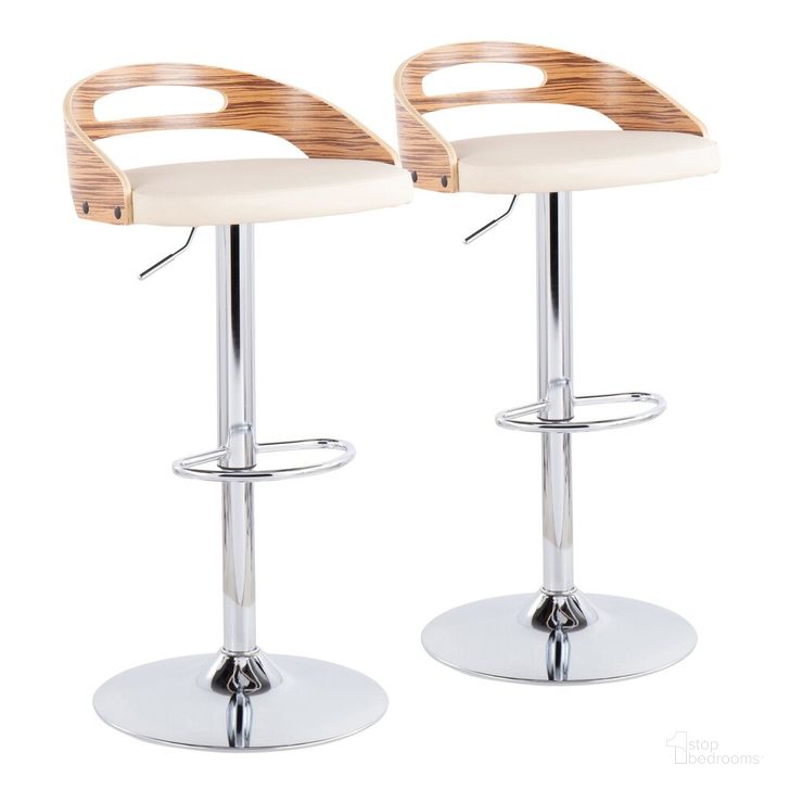The appearance of Cassis Adjustable Barstool Set of 2 In Zebra designed by Lumisource in the transitional interior design. This zebra piece of furniture  was selected by 1StopBedrooms from Cassis Collection to add a touch of cosiness and style into your home. Sku: BS-CASSIS2-SWVOVL ZBCR2. Material: Wood. Product Type: Barstool. Image1