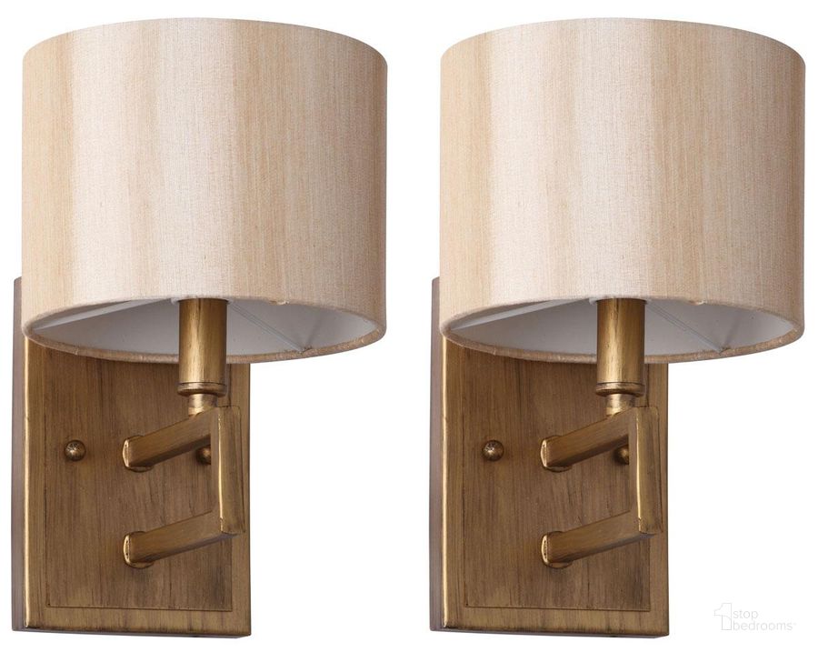 The appearance of Catena Antique Gold 9.5 Inch Sconce Set of 2 designed by Safavieh in the transitional interior design. This antique gold piece of furniture  was selected by 1StopBedrooms from Catena Collection to add a touch of cosiness and style into your home. Sku: LIT4196A-SET2. Product Type: Wall Sconce. Image1