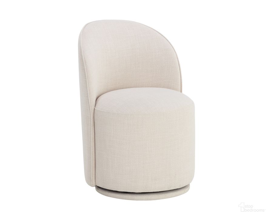 The appearance of Cavoli Swivel Dining Chair In Effie Linen designed by Sunpan in the modern / contemporary interior design. This linen piece of furniture  was selected by 1StopBedrooms from Cavoli Collection to add a touch of cosiness and style into your home. Sku: 109916. Material: Fabric. Product Type: Dining Chair. Image1