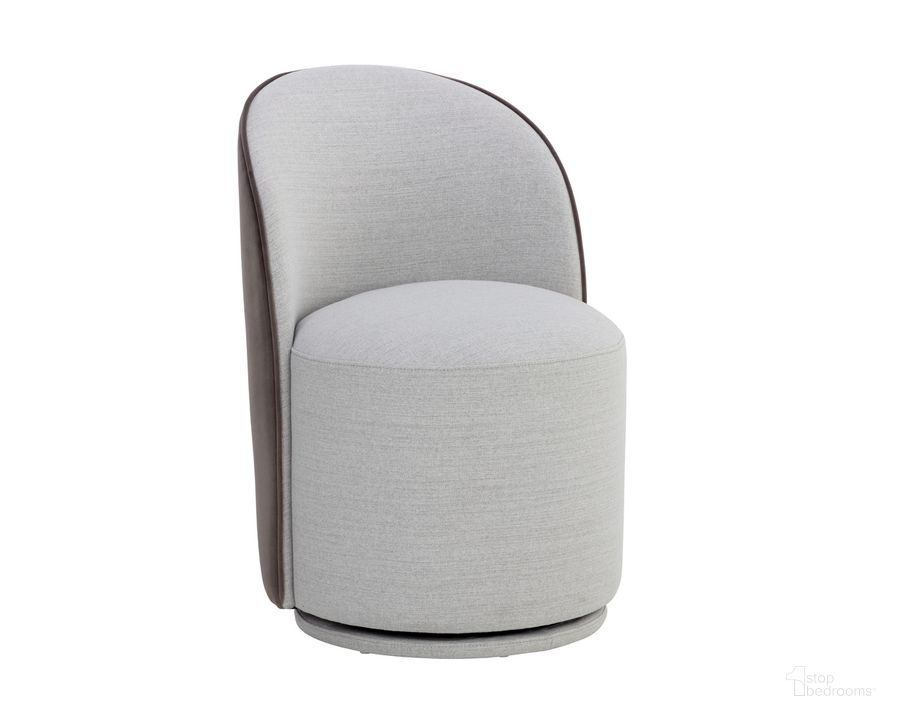 The appearance of Cavoli Swivel Dining Chair In Mina Light Grey and Meg Ash designed by Sunpan in the modern / contemporary interior design. This ash gray piece of furniture  was selected by 1StopBedrooms from Cavoli Collection to add a touch of cosiness and style into your home. Sku: 109914. Material: Fabric. Product Type: Dining Chair. Image1