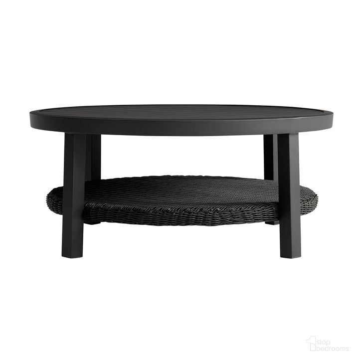 The appearance of Cayman Outdoor Round Conversation Table In Black designed by Armen Living in the modern / contemporary interior design. This black piece of furniture  was selected by 1StopBedrooms from Cayman Collection to add a touch of cosiness and style into your home. Sku: LCODCMCOBL. Material: Aluminum. Product Type: Outdoor Table. Image1