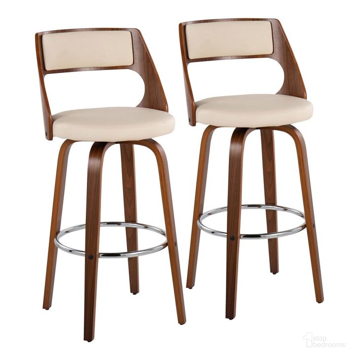 The appearance of Cecina Barstool Set of 2 In Cream designed by Lumisource in the transitional interior design. This cream piece of furniture  was selected by 1StopBedrooms from Cecina Collection to add a touch of cosiness and style into your home. Sku: B30-CECINA2-SWVR WLCR2. Material: Wood. Product Type: Barstool. Image1