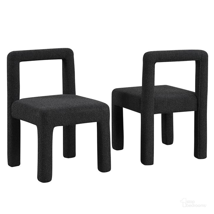 The appearance of Celeste Boucle Dining Chairs Set of 2 In Black designed by Best Master Furniture in the transitional interior design. This black piece of furniture  was selected by 1StopBedrooms from Celeste Collection to add a touch of cosiness and style into your home. Sku: CD040BC. Material: Fabric. Product Type: Dining Chair. Image1