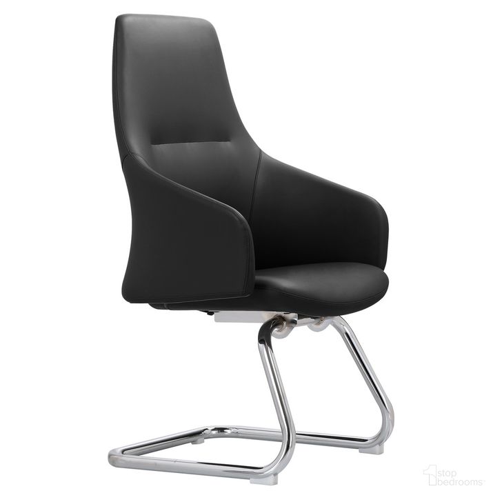 The appearance of Celeste Series Guest Office Chair In Black Leather designed by LeisureMod in the modern / contemporary interior design. This black piece of furniture  was selected by 1StopBedrooms from Celeste Collection to add a touch of cosiness and style into your home. Sku: CGO20BLL. Material: Leather. Product Type: Office Chair. Image1