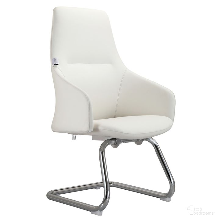 The appearance of Celeste Series Guest Office Chair In White Leather designed by LeisureMod in the modern / contemporary interior design. This white piece of furniture  was selected by 1StopBedrooms from Celeste Collection to add a touch of cosiness and style into your home. Sku: CGO20WL. Material: Leather. Product Type: Office Chair. Image1