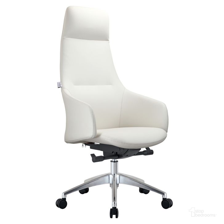 The appearance of Celeste Series Tall Office Chair In White Leather designed by LeisureMod in the modern / contemporary interior design. This white piece of furniture  was selected by 1StopBedrooms from Celeste Collection to add a touch of cosiness and style into your home. Sku: COT20WL. Material: Leather. Product Type: Office Chair. Image1