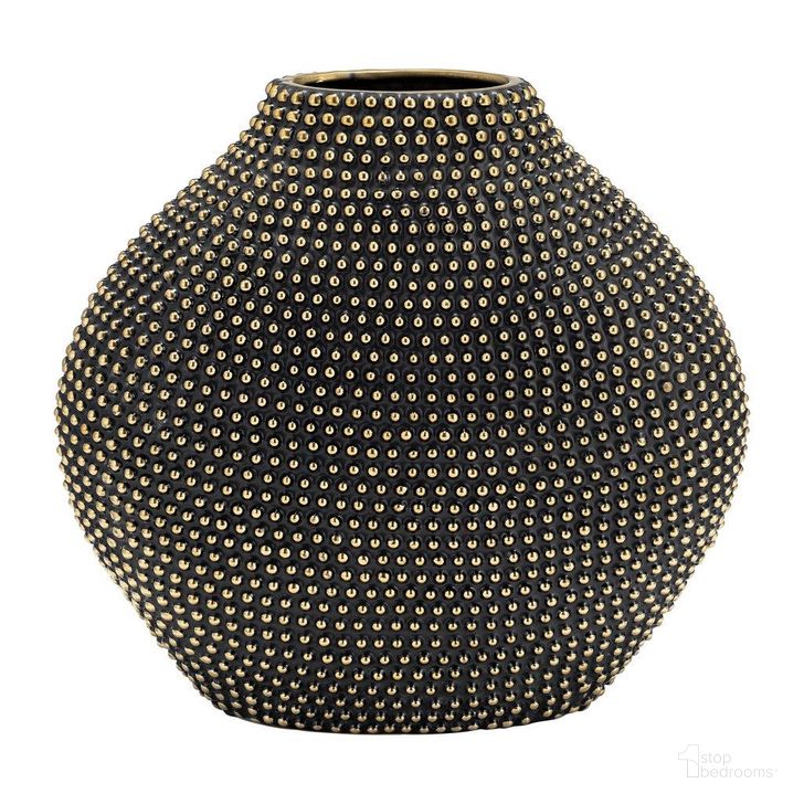 The appearance of Ceramic 16 Inch Beaded Vase In Black And Gold designed by Sagebrook in the glam interior design. This black piece of furniture  was selected by 1StopBedrooms from  to add a touch of cosiness and style into your home. Sku: 14815-01. Material: Ceramic. Product Type: Vase. Image1