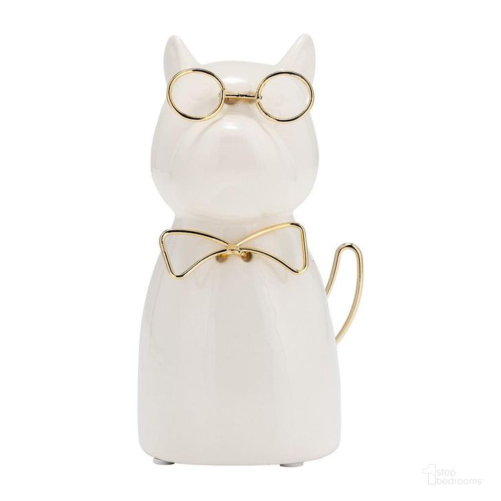 The appearance of Ceramic 6 Inch Puppy With Gold Glasses And Bowtie In White designed by Sagebrook in the modern / contemporary interior design. This white and gold piece of furniture  was selected by 1StopBedrooms from  to add a touch of cosiness and style into your home. Sku: 17913-03. Material: Stone. Product Type: Decorative Accessory. Image1