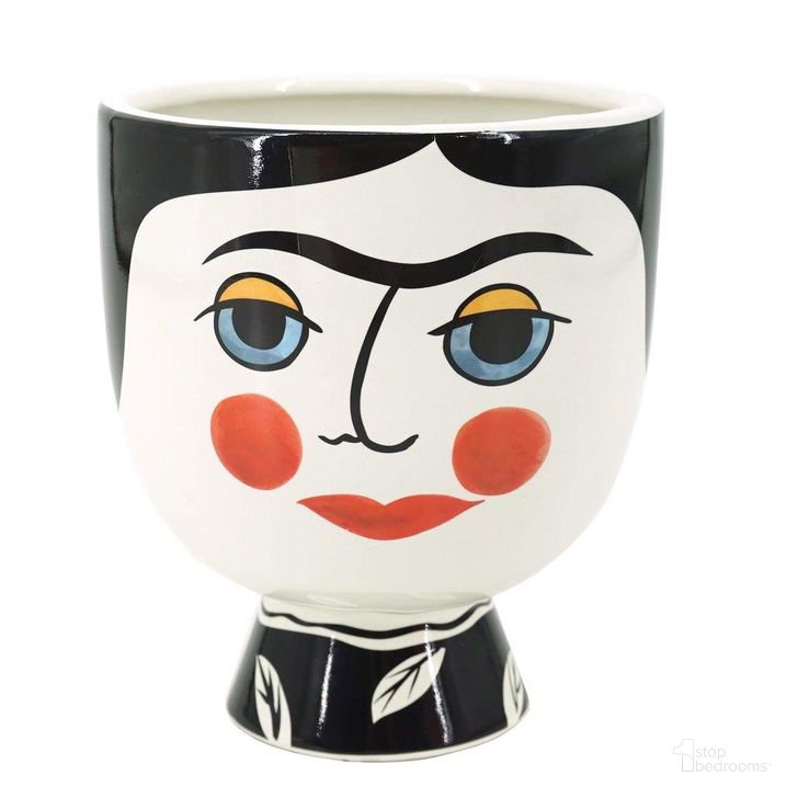 The appearance of Ceramic 7 Inch Frida Face Flower Vase In Black And White designed by Sagebrook in the modern / contemporary interior design. This black and white piece of furniture  was selected by 1StopBedrooms from  to add a touch of cosiness and style into your home. Sku: 17939. Material: Ceramic. Product Type: Vase.