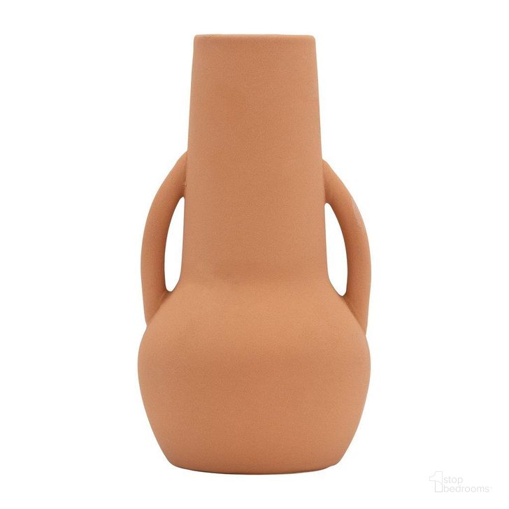 The appearance of Ceramic 8 Inch Vase With Handles In Terracotta designed by Sagebrook in the modern / contemporary interior design. This terracotta piece of furniture  was selected by 1StopBedrooms from  to add a touch of cosiness and style into your home. Sku: 17414-04. Material: Ceramic. Product Type: Vase. Image1