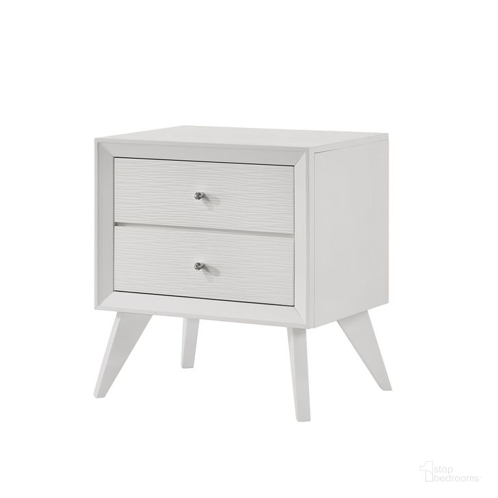 The appearance of Cerys Nightstand In White designed by ACME in the modern / contemporary interior design. This white piece of furniture  was selected by 1StopBedrooms from Cerys Collection to add a touch of cosiness and style into your home. Sku: BD01559. Material: Wood. Product Type: Nightstand. Image1