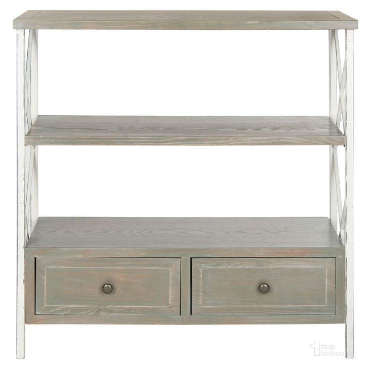 The appearance of Chandra French Gray and White Smoke Console with Storage Drawer designed by Safavieh in the country / farmhouse interior design. This ash gray piece of furniture  was selected by 1StopBedrooms from Chandra Collection to add a touch of cosiness and style into your home. Sku: AMH6551B. Material: Wood. Product Type: Console. Image1