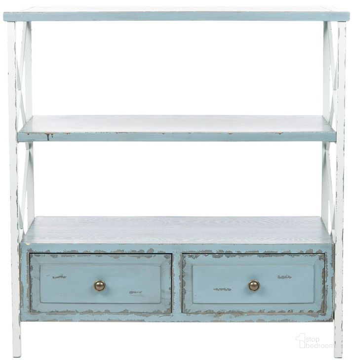 The appearance of Chandra Pale Blue and White Smoke Console with Storage Drawer designed by Safavieh in the country / farmhouse interior design. This pale blue piece of furniture  was selected by 1StopBedrooms from Chandra Collection to add a touch of cosiness and style into your home. Sku: AMH6551A. Material: Wood. Product Type: Console. Image1