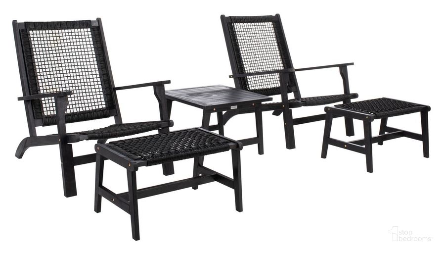 The appearance of Chantelle Outdoor Set in Black designed by Safavieh in the coastal interior design. This black piece of furniture  was selected by 1StopBedrooms from Chantelle Collection to add a touch of cosiness and style into your home. Sku: PAT7076C. Material: Wood. Product Type: Outdoor Set. Image1