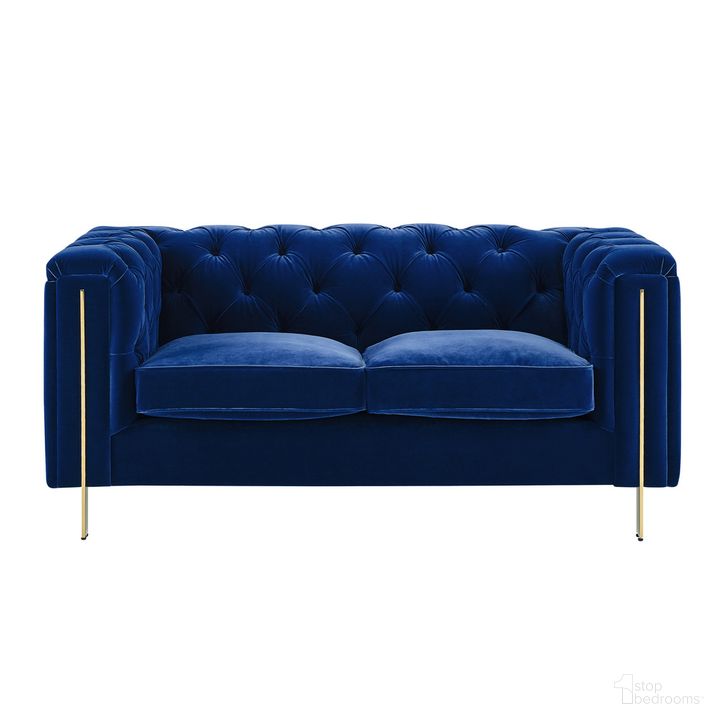 The appearance of Charlene Loveseat In Blue Velvet designed by Steve Silver in the transitional interior design. This blue piece of furniture  was selected by 1StopBedrooms from Charlene Collection to add a touch of cosiness and style into your home. Sku: CH100LBL. Product Type: Loveseat. Material: Plywood. Image1
