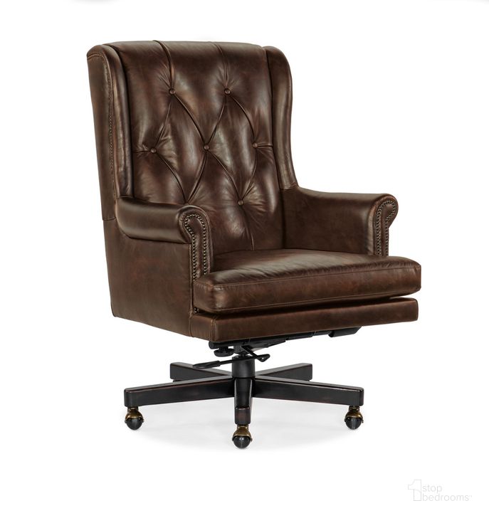 The appearance of Charleston Executive Swivel Tilt Chair In Brown designed by Hooker in the traditional interior design. This brown piece of furniture  was selected by 1StopBedrooms from EC Collection to add a touch of cosiness and style into your home. Sku: EC110-088. Material: Leather. Product Type: Swivel Chair. Image1