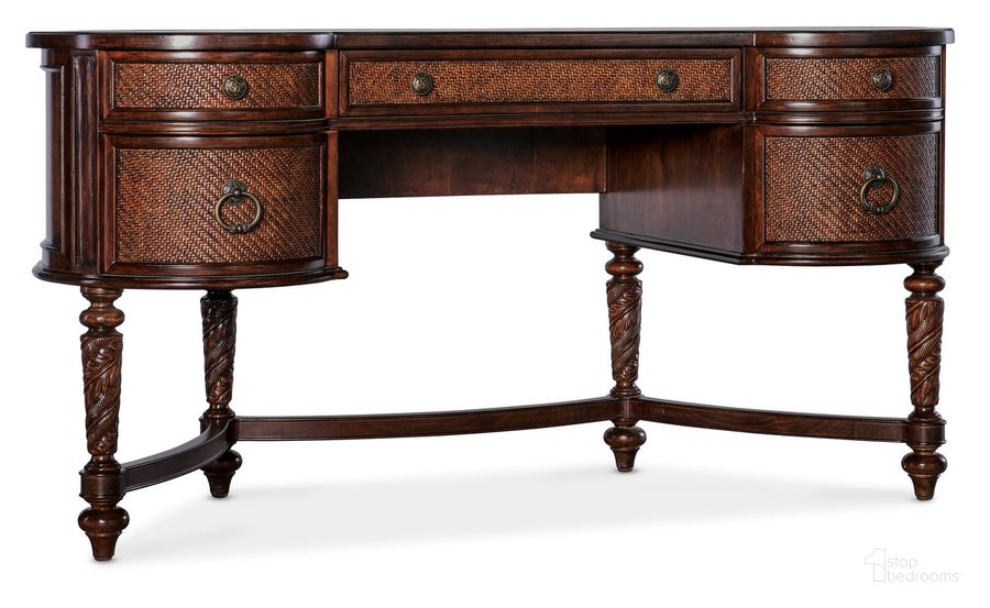 The appearance of Charleston Kidney Writing Desk designed by Hooker in the traditional interior design. This brown piece of furniture  was selected by 1StopBedrooms from Charleston Collection to add a touch of cosiness and style into your home. Sku: 6750-10460-85. Product Type: Writing Desk. Material: Wood Veneer. Image1