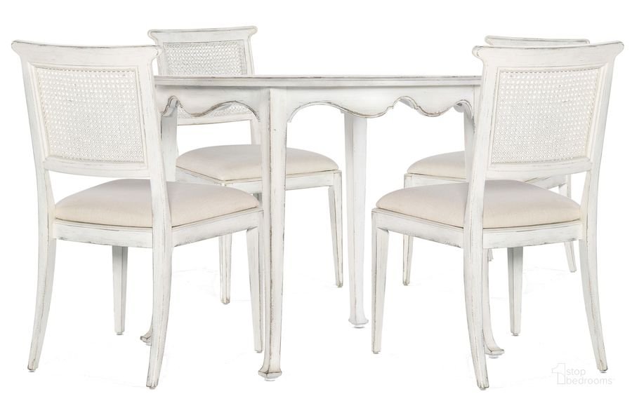 The appearance of Charleston Magnolia White Breakfast Set designed by Hooker in the transitional interior design. This white piece of furniture  was selected by 1StopBedrooms from Charleston Collection to add a touch of cosiness and style into your home. Sku: 6750-75211-05;6750-75410-05. Material: Wood. Product Type: Dining Room Set. Image1