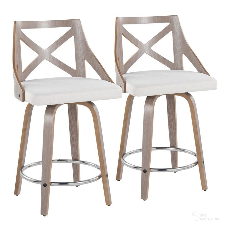 The appearance of Charlotte 24 Inch Fixed Height Counter Stool Set of 2 In Chrome designed by Lumisource in the country / farmhouse interior design. This white piece of furniture  was selected by 1StopBedrooms from Charlotte Collection to add a touch of cosiness and style into your home. Sku: B24-CHARLOTFB-GRTZR2 LGYLGYCR2. Material: Wood. Product Type: Barstool. Image1