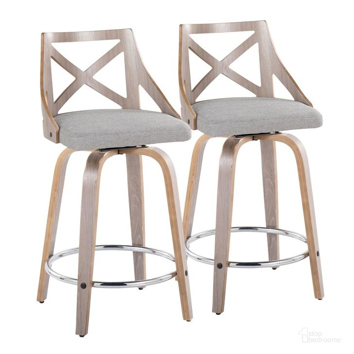 The appearance of Charlotte 24 Inch Fixed Height Counter Stool Set of 2 In Chrome designed by Lumisource in the country / farmhouse interior design. This gray piece of furniture  was selected by 1StopBedrooms from Charlotte Collection to add a touch of cosiness and style into your home. Sku: B24-CHARLOTFB-GRTZR2 LGYLGYGY2. Material: Wood. Product Type: Barstool. Image1
