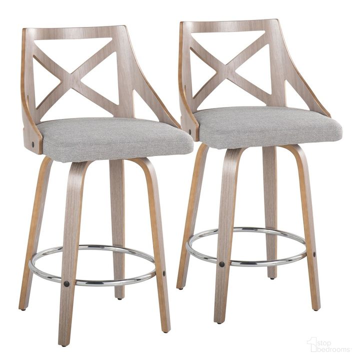 The appearance of Charlotte 26 Inch Fixed Height Counter Stool Set of 2 In Chrome designed by Lumisource in the country / farmhouse interior design. This gray piece of furniture  was selected by 1StopBedrooms from Charlotte Collection to add a touch of cosiness and style into your home. Sku: B26-CHARLOTFB-GRTZR2 LGYLGYGY2. Material: Wood. Product Type: Barstool. Image1