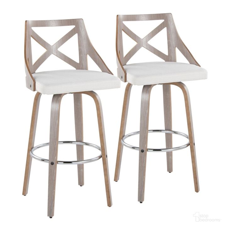 The appearance of Charlotte 30 Inch Fixed Height Barstool Set of 2 In Chrome designed by Lumisource in the country / farmhouse interior design. This white piece of furniture  was selected by 1StopBedrooms from Charlotte Collection to add a touch of cosiness and style into your home. Sku: B30-CHARLOTFB-GRTZR2 LGYLGYCR2. Material: Wood. Product Type: Barstool. Image1