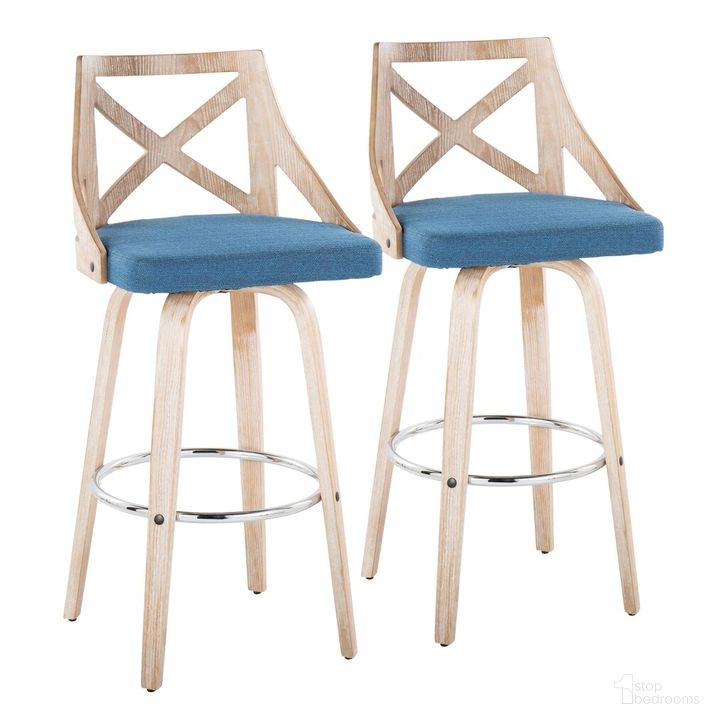 The appearance of Charlotte 30 Inch Fixed Height Barstool Set of 2 In Chrome designed by Lumisource in the country / farmhouse interior design. This teal blue piece of furniture  was selected by 1StopBedrooms from Charlotte Collection to add a touch of cosiness and style into your home. Sku: B30-CHARLOT-GRTZR2 WWWWBU2. Material: Wood. Product Type: Barstool. Image1