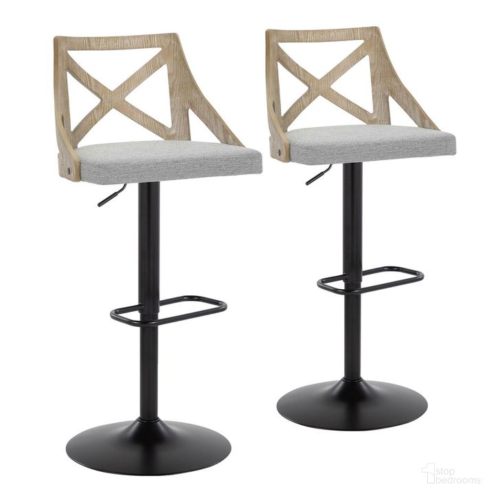 The appearance of Charlotte Adjustable Height Barstool Set of 2 In Black designed by Lumisource in the country / farmhouse interior design. This gray piece of furniture  was selected by 1StopBedrooms from Charlotte Collection to add a touch of cosiness and style into your home. Sku: BS-CHARLOT-RNR2 BKWWLGY2. Material: Wood. Product Type: Barstool. Image1