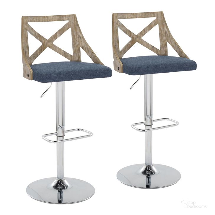 The appearance of Charlotte Adjustable Height Barstool Set of 2 In Chrome designed by Lumisource in the country / farmhouse interior design. This tan piece of furniture  was selected by 1StopBedrooms from Charlotte Collection to add a touch of cosiness and style into your home. Sku: BS-CHARLOT-RNR2 CHRWWBU2. Material: Wood. Product Type: Barstool. Image1