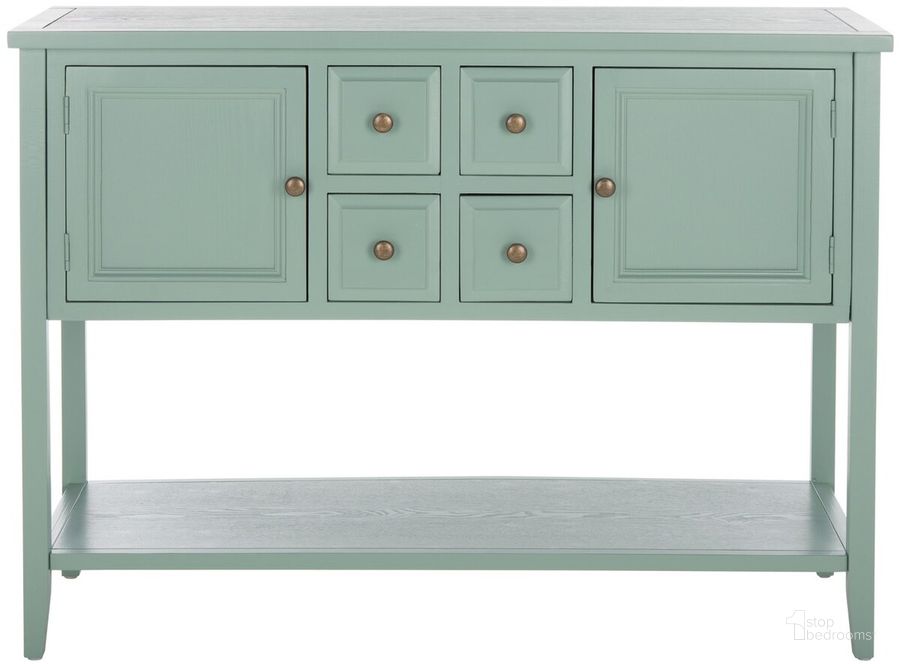The appearance of Charlotte Aqua Smoke Storage Sideboard designed by Safavieh in the transitional interior design. This smoke piece of furniture  was selected by 1StopBedrooms from Charlotte Collection to add a touch of cosiness and style into your home. Sku: AMH6517H. Material: Wood. Product Type: Buffets, Sideboards and Server. Image1