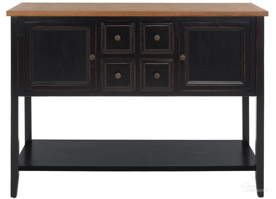 The appearance of Charlotte Black and Oak Storage Sideboard designed by Safavieh in the transitional interior design. This black piece of furniture  was selected by 1StopBedrooms from Charlotte Collection to add a touch of cosiness and style into your home. Sku: AMH6517D. Material: Wood. Product Type: Buffets, Sideboards and Server. Image1