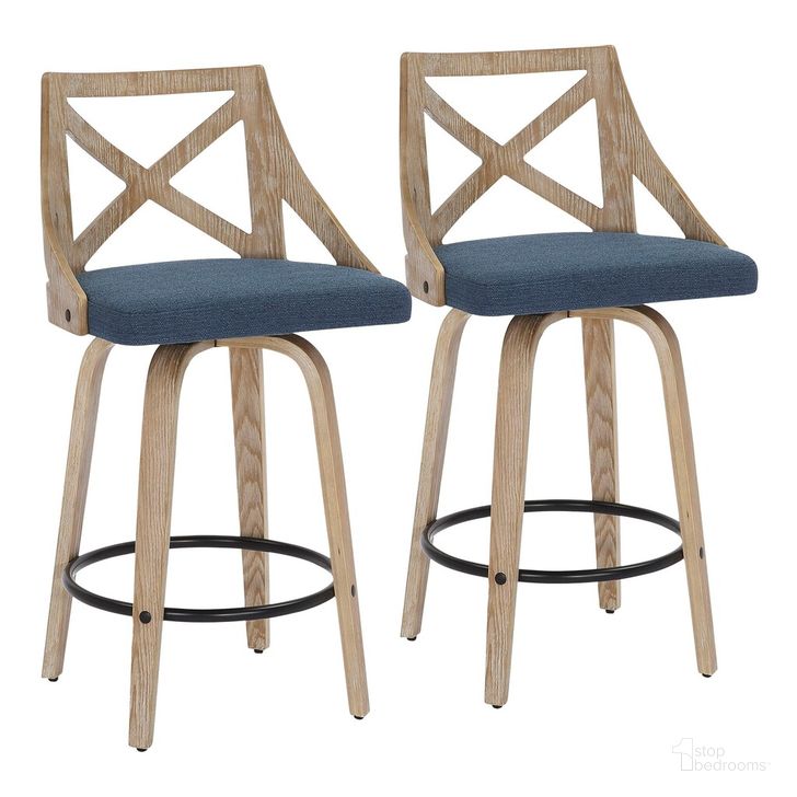 The appearance of Charlotte Counter Stool Set of 2 In Blue designed by Lumisource in the country / farmhouse interior design. This teal piece of furniture  was selected by 1StopBedrooms from Charlotte Collection to add a touch of cosiness and style into your home. Sku: B26-CHARLOT WWBU2. Material: Wood. Product Type: Barstool. Image1