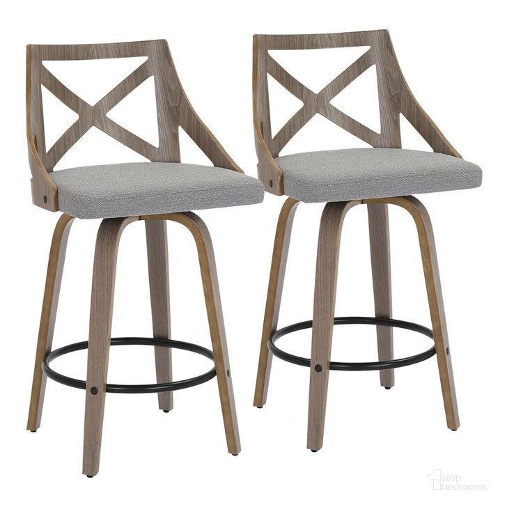 The appearance of Charlotte Counter Stool Set of 2 In Light Grey designed by Lumisource in the country / farmhouse interior design. This light grey piece of furniture  was selected by 1StopBedrooms from Charlotte Collection to add a touch of cosiness and style into your home. Sku: B26-CHARLOT LGYGY2. Material: Wood. Product Type: Barstool. Image1