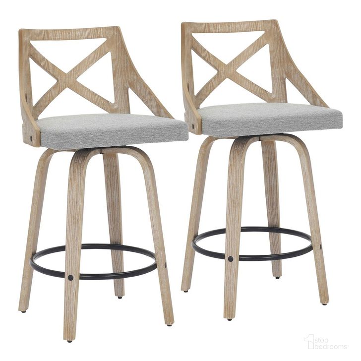 The appearance of Charlotte Counter Stool Set of 2 In Washed White designed by Lumisource in the country / farmhouse interior design. This washed white piece of furniture  was selected by 1StopBedrooms from Charlotte Collection to add a touch of cosiness and style into your home. Sku: B26-CHARLOT WWLGY2. Material: Wood. Product Type: Barstool. Image1